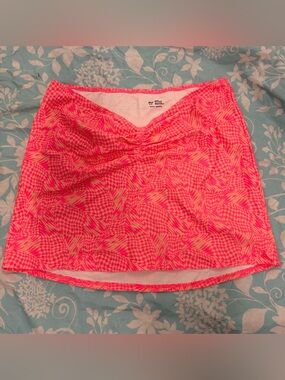 Aerie 2 piece strapless bandeau bikini neon pink geometric print-NWT